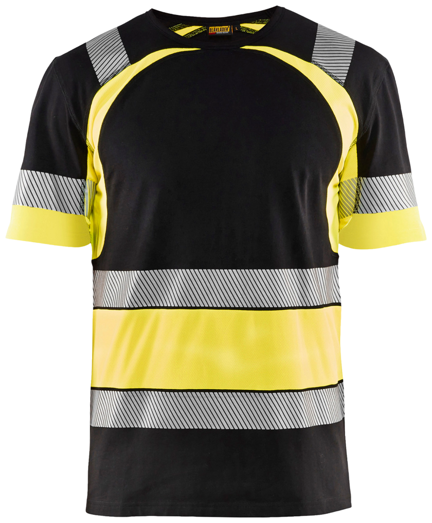 Varsel-T-Shirt Svart/Varselgul  4XL