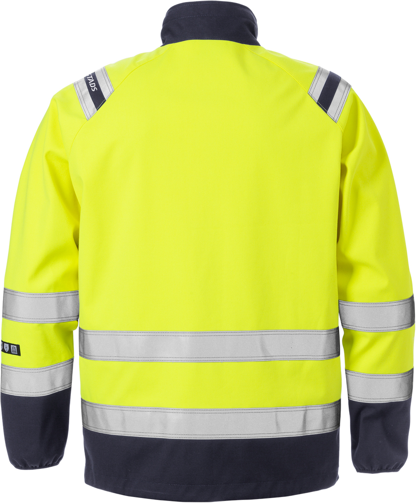 SOFTSHELLJACKA FLAM 4016 FSS VARSEL GUL/MARINBLÅ STL L