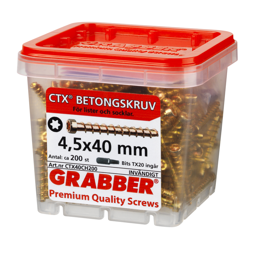 Betongskruv gul 4,5x40mm 200p
