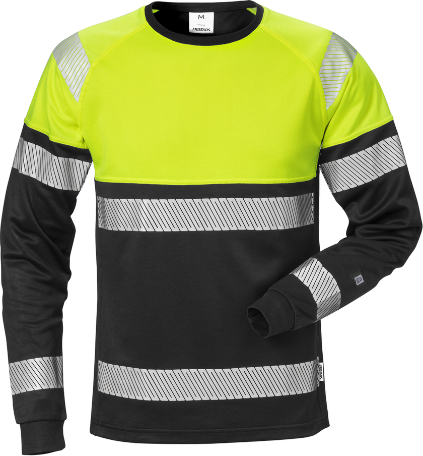 T-SHIRT LÅNG ÄRM KL 1 7519 THV VARSELGUL/SVART STL M
