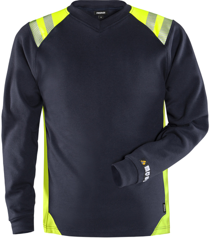 T-SHIRT FLAM 7360 TFL MARINBLÅ/VARSEL GUL STL 3XL