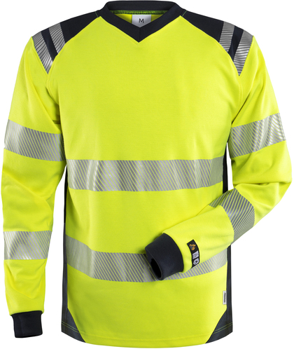 T-SHIRT FLAM KL 3 7359 TFL VARSELGUL/MARINBLÅ STL XL